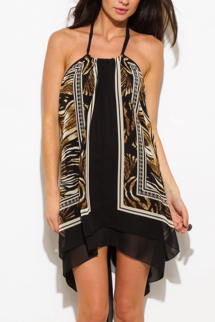 Abstract Print Halter Sundress