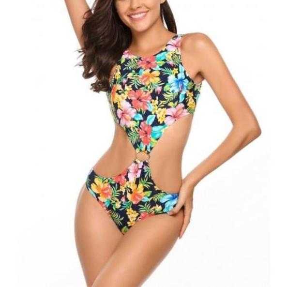 Floral One piece Cutout Bikini