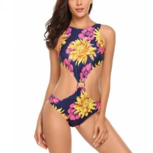 Cutout Floral One Piece Bikini