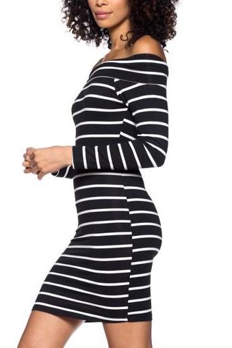 White Stripe Mini Dress