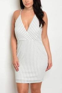 Plus Size White Pinstripe Dress