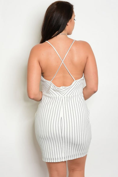 Plus Size White Pinstripe Dress
