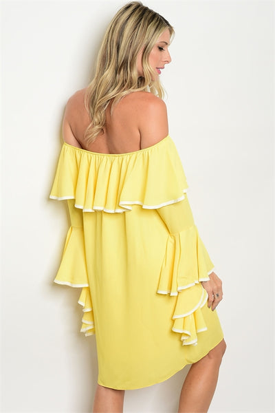 Exposed Shoulders Ruffle Dress