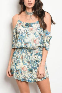 Drop Shoulder Floral Mini Dress