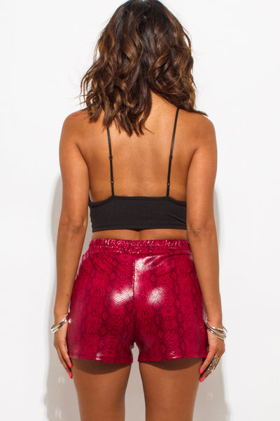 Women's Faux Leather Python Shorts